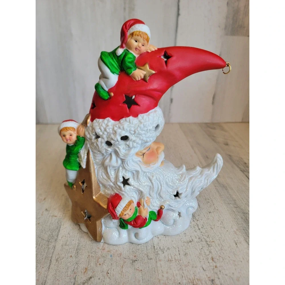 Crescent moon tea light candle holder elf star ceramic ornament hanger home